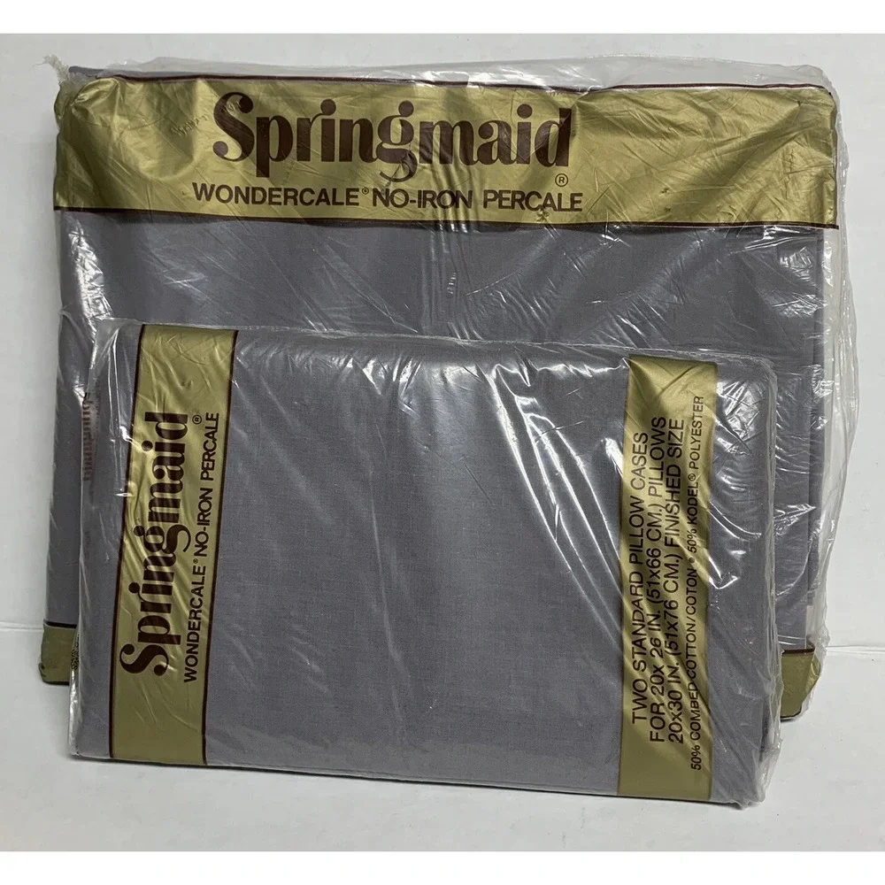 Vintage Springmaid Percale Full Flat Sheet & Pillowcases Lavendar Purple NOS NEW